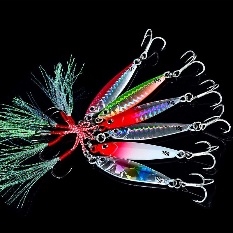 Dyxssm Jigs Fishing Spoons Hard Lures Spinners Jigging Bait 7g 10g 15g 20g 30g (Pack of 6) (30g/1.06oz) - Image 3